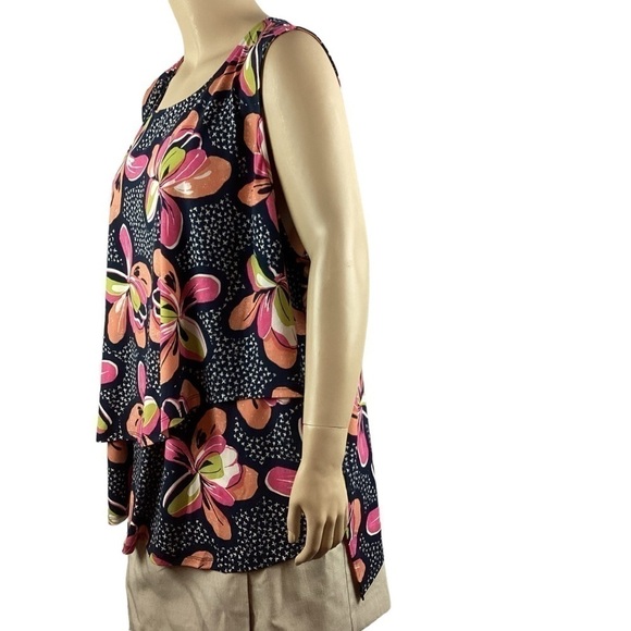 Avenue Top Size 30/32 Blue Multicolor Floral Sleeveless - Picture 4 of 7